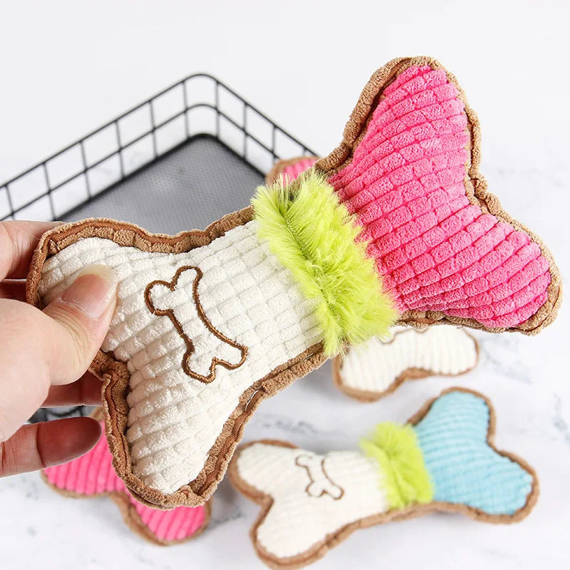 Squeaky Bone Plush Dog Chew Toy