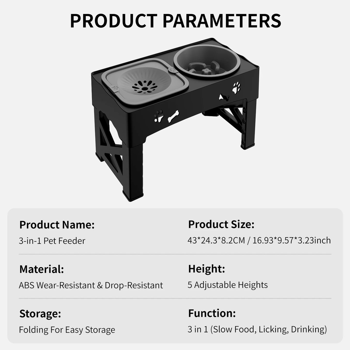 Barksby 3-in-1 Adjustable Dog Feeder