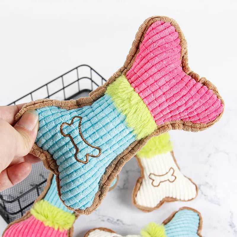 Squeaky Bone Plush Dog Chew Toy